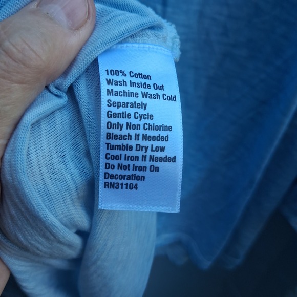 New Directions‎ Women's Medium Bell Sleeve Top Crochet Trim Accents Light Blue - Picture 3 of 7